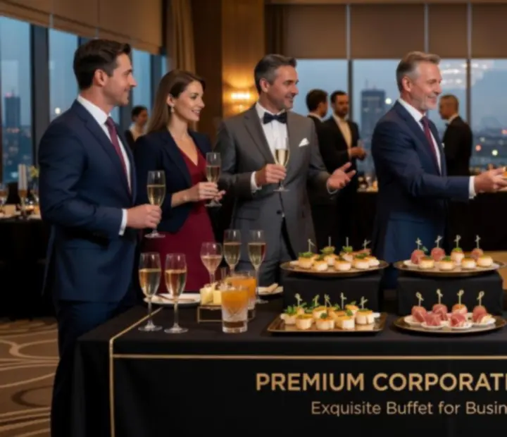 Catering premium na eleganckim evencie firmowym w stylu kasyna